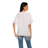 Womens Boho Spring Summer Embroidered Blouse