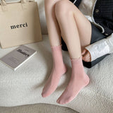 SOLID COLOR RUFFLED ALL MATCH SOCKS_CWMS0901