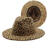 CAMEL FEDORA LEOPARD PRINT HAT JAZZ WIDE BRIM HAT_CWAH2563