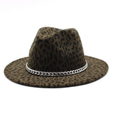 CHAIN LEOPARD PRINT TOP HAT WIDE BRIM JAZZ HAT_CWAH2583