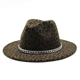 CHAIN LEOPARD PRINT TOP HAT WIDE BRIM JAZZ HAT_CWAH2583