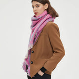 JACQUARD GRID ANGLED SCARF WINTER LOOP YARN WRAP_CWASC0159