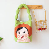 PADDED CANVAS BUCKET BAG CUTE HANDHELD TOTE_CWAB5667