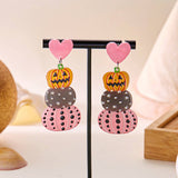 HALLOWEEN FUNNY PUMPKIN BAT LEAF EARRINGS_CWAJE2421
