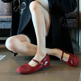 RED BOW MARY JANE SHOES WITH HIDDEN WEDGE_CWSHF0057