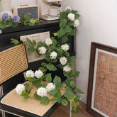 HYDRANGEA EUCALYPTUS VINE GARLAND WITH 14 BLOOMS_CWMM6518