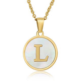 CIRCULAR SHELL ENGLISH LETTER PENDANT NECKLACE_CWAJE0675
