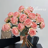 PREMIUM BURNT EDGE ROSE ARTIFICIAL FLOWER BOUQUET_CWMM6469