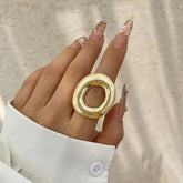 FASHIONABLE METAL IRREGULAR WATER DROP OPEN RING_CWMM3232