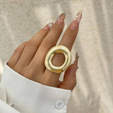 FASHIONABLE METAL IRREGULAR WATER DROP OPEN RING_CWMM3232
