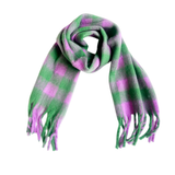 PLAID PATTERN FRINGE TRIM WINTER SCARF_CWASC2691