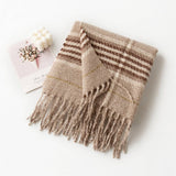 PLAID TASSEL SCARF SOFT WARM FAUX CASHMERE WRAP_CWASC0997
