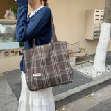 Cwab3897_Large Capacity Vintage Plaid Tote Shoulder Bag