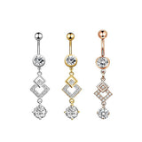 RHOMBUS CZ BELLY BUTTON RING PIERCING JEWELRY_CWMM9374
