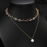 HIGH GRADE MULTI LAYER ZIRCON PEARL NECKLACE_CWAJE3862
