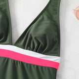 SEXY V NECK ADJUSTABLE LACE UP ONE PIECE SWIMSUIT_CWMW0628