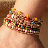 BOHO LAYERED ANKLET SET COLORFUL BEADED STYLE_CWMM6347