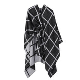 SOLID COLOR PLAID CAPE CLOAK PLAIN SHAWL_CWASC2257