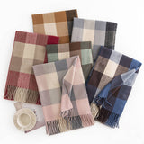 MELANGE PLAID SCARF SOFT FAUX CASHMERE FALL WRAP_CWASC1004