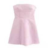 BOWKNOT STRAPLESS MINI DRESS FRENCH CASUAL CHIC_CWDMD5804