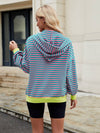 Cwoco0879_Casual Contrast Stripe Hooded Zip-Up Sweatshirt