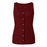 U Neck Solid Color Sleeveless Breasted Vest