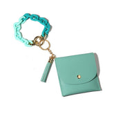 PRINTED GEOMETRIC PU WALLET WITH ACRYLIC KEYRING_CWAB4995