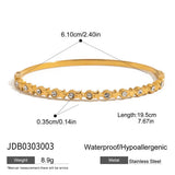 18K GOLD TITANIUM STEEL HEART ZIRCON OPEN BANGLE_CWAJE4680