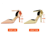 Women Shallow Pointed Toe Hollow Bow High Heels