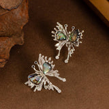 ABALONE BUTTERFLY EARRINGS WITH DIAMOND ANDZIRCONIA_CWMM4352