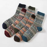 5 PAIRS OF ETHNIC STYLE SMALL DIAMOND WOOL SOCKS_CWMS0677