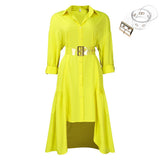 LAPEL SOLID COLOR FASHIONABLE LOOSE CASUAL DRESS_CWDSD6143
