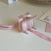 PINK ACRYLIC ICE CREAM HAIR CLAW RIBBON BUN CLIP_CWAHA2645
