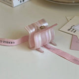 PINK ACRYLIC ICE CREAM HAIR CLAW RIBBON BUN CLIP_CWAHA2645