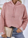 Cwohol0399_Casual V-Neck Hoodie Long Sleeve Sweater