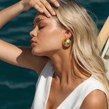 HIGH END DESIGN GOLD ROUND EARRINGS_CWAHA0894