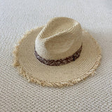SUMMER LARGE BRIM FUR EDGED STRAW HAT_CWAH3470