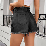 Trendy Raw Hem Denim Hot Shorts