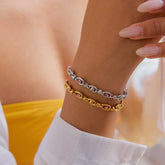 Unique 18K Gold Pink Zircon Circle Chain Bracelet