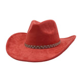 Western Ethnic Soft Suede Cowboy Fedora Hat_Cwah04400