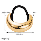 GLOSSY GEOMETRIC METAL HIGH PONYTAIL HAIR TIE_CWAHA6205