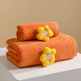 CORAL FLEECE FLOWER SQUARE TOWEL BATH TOWEL SET_CWMM2325