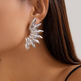 PUNK STYLE MINIMALIST FAN SHAPED BURR EARRINGS_CWAJE1154