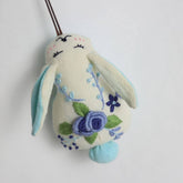 HAND EMBROIDERED BLUE ROSE BUNNY PLUSH CHARM_CWMM6006