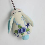 HAND EMBROIDERED BLUE ROSE BUNNY PLUSH CHARM_CWMM6006