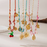 Unique Rope Chain Necklace Lotus Feather Elephant_Cwaje05663
