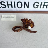 GINKGO LEAF PEARL ACETATE HAIR CLAW CLIP FOR WOMEN_CWAHA5785