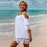LOOSE FIT LACE TRIM BEACH DRESS FOR VACATION_CWMM6140