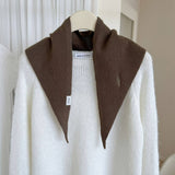Pure Wool Knit Triangle Scarf Multi-Use_Cwov00279