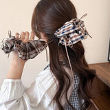 Plaid Ribbon Bow Scrunchie School Style_Cwaha07811